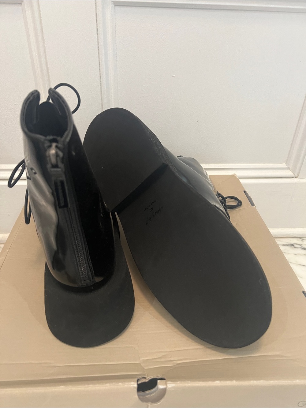 Marsèll Black Patent Leather Platform Lace-Up Boots – EU 40 / US 10 New in Box - Picture 3 of 4